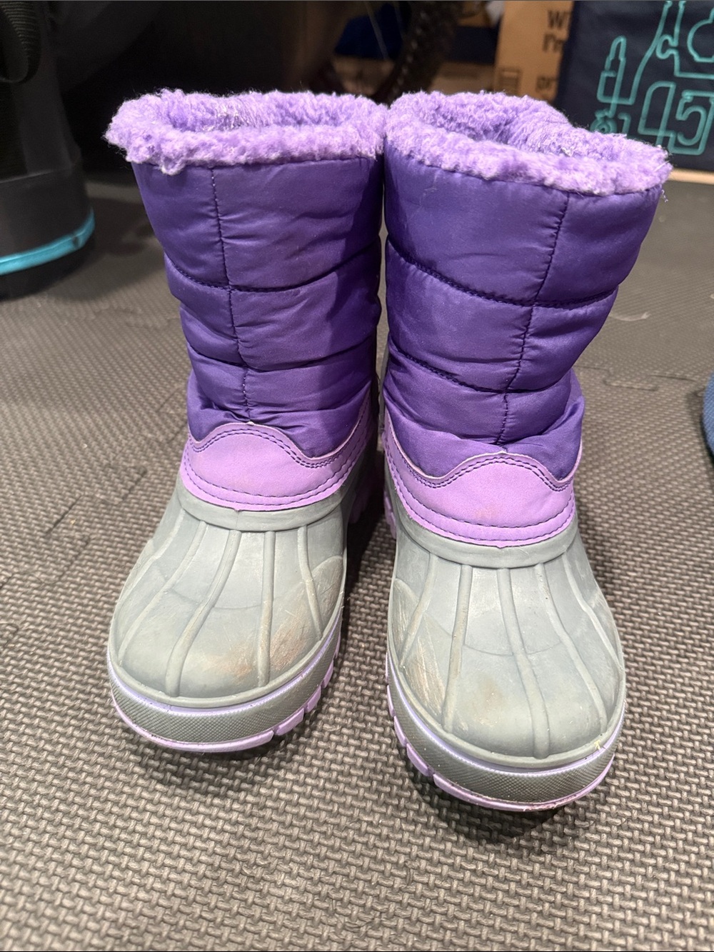 Lands' End Purple and Light Gray Kids Winter Boots